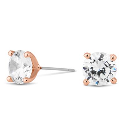 Rose gold round cubic zirconia stud earring